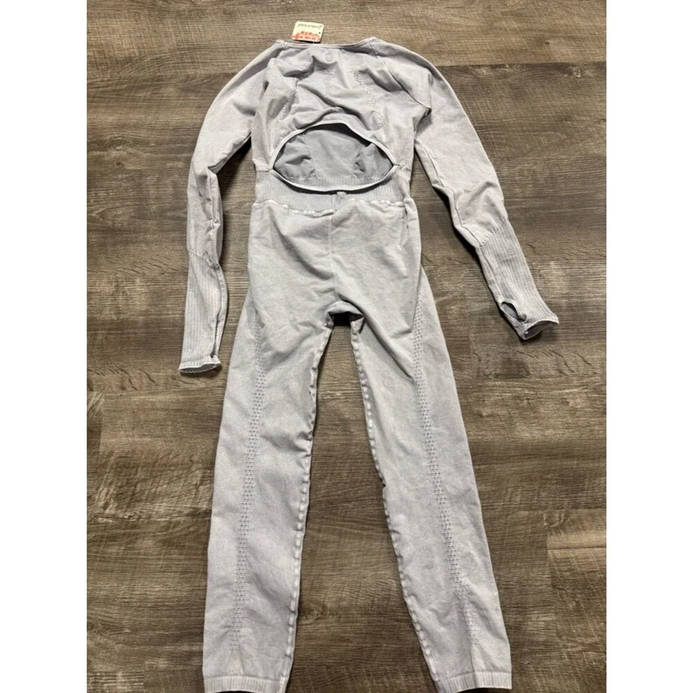 Free People Good Karma Jumpsuit Ice Grey Size M-L NWT